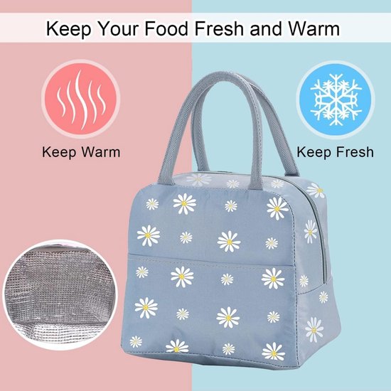 Lunchtas - Geïsoleerde draagtas - Lunchbox - Herbruikbare koeltas - Waterdichte en lekvrije lunchtas - Waterdichte lunchhouder - Geschikt voor vrouwen, mannen, studenten en kinderen - 22*15*20cm van Merkloos — afbeelding 5