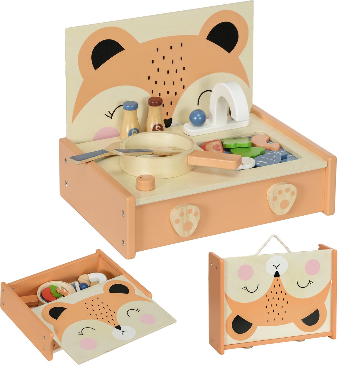 AIYAPLAY - Kinderkeuken speelset - MDF - 31,5x23,5x25cm - Multicolor