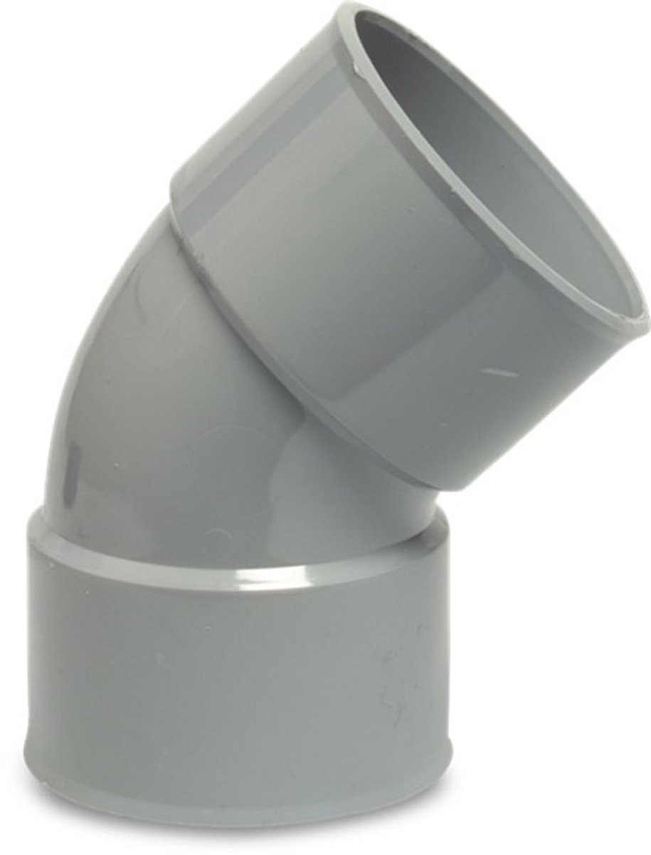 PVC bocht 45° – 110 mm lijmmof x lijmmof grijs KOMO