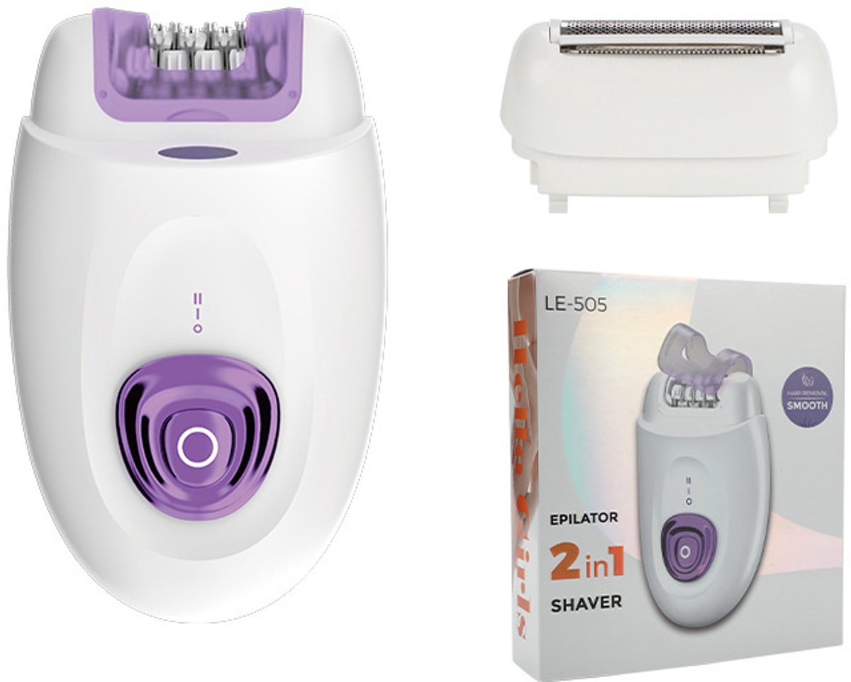 2-in-1 elektrische scheerapparaten voor dames - epilator dames- oplaadbare trimmer- Epilator voor dames- voor ontharing met scheeropzetstuk en trimmeropzetstuk-scheerapparaat voor benen- gezicht, lippen, lichaam, bikinilijn-epilator dames-paars