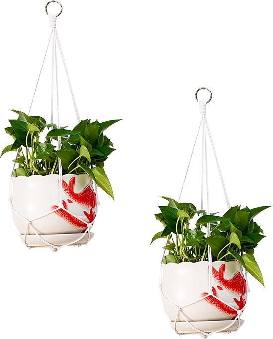 5 X Macramé Plantenhanger Houder - Ca. 100 Cm Lang - Planten Bloempot Macrame Decoratie Hanglampen Bloemenhanger In Verschillende Kleuren