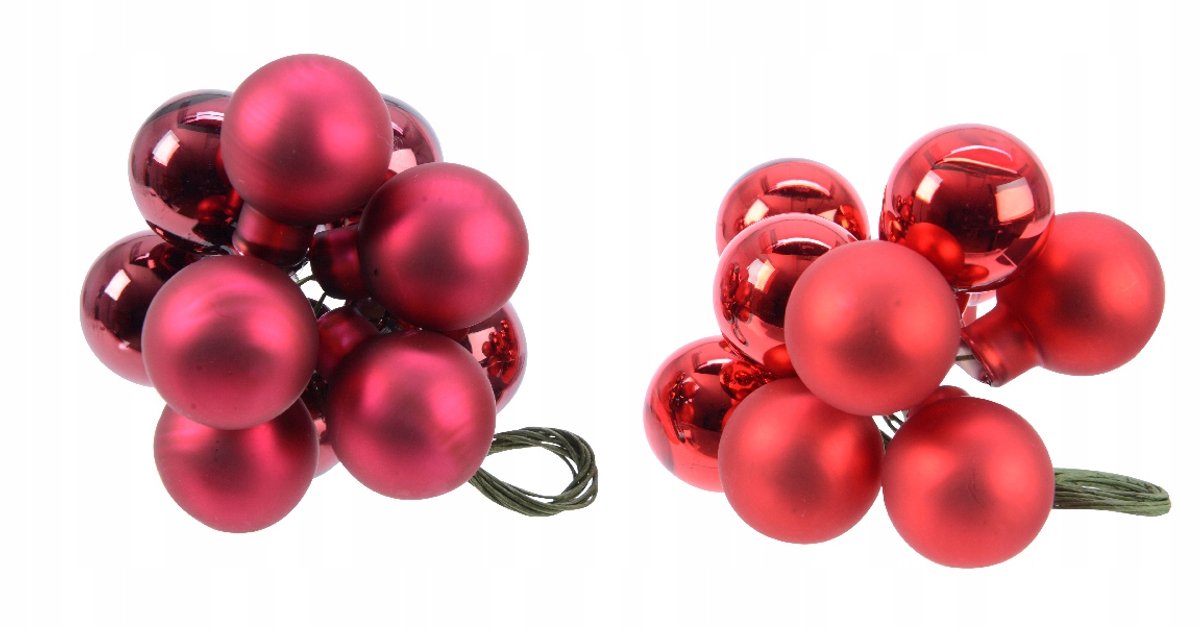 Glazen kerstballen aan draad, rond, rood, decoratief, 2 cm, 1 stuk