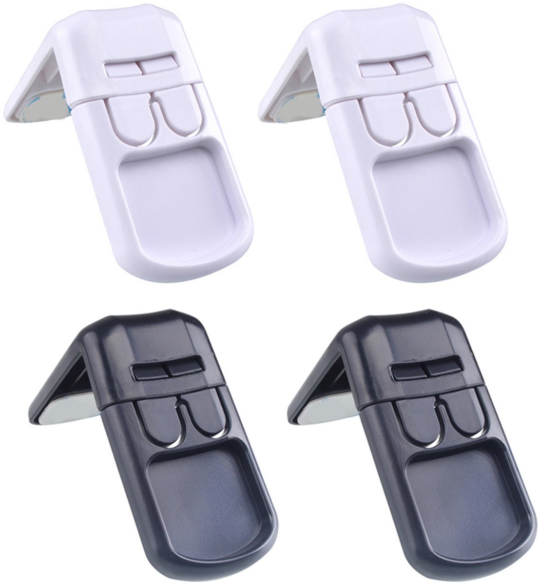 Image of 4 Stuks Veilige Kastsloten - Kinderbeveiliging - Multifunctioneel Kinderslot - Kast Beveiliging Kinderen - Kinderslot Kastjes - Zelfklevend Kinderslot - Baby Veiligheid - Kast & Ladebeveiliging - Wit，zwart