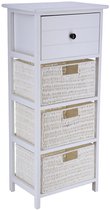 VASAGLE Badkamermeubel, opbergkast, 2 laden met 1 verstelbare scheidingswand, 2 manden, dressoir, 30 x 60 x 80 cm, wolkenwit BBC545W02