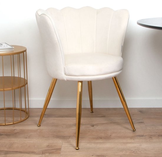 Milton & Oldbrook Velvet Eetkamerstoel Andria–Wit