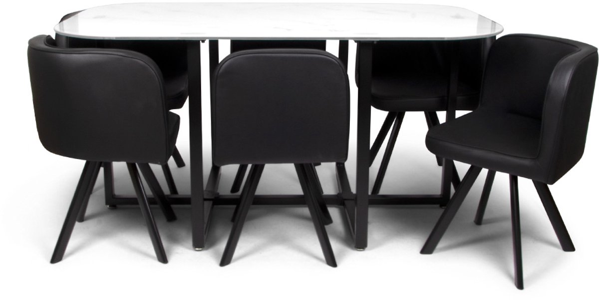 Milton & Oldbrook Eetkamerset 7-delig Sofia - Eettafel Met 6 Stoelen Marmer Wit
