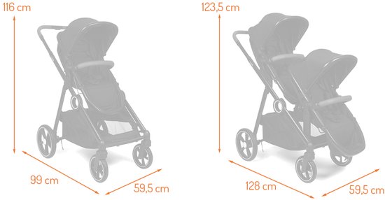 Baninni Luiz XL Duo Kinderwagen Zwart - Innovatieve Oplossing met Extra Ruime, Convertibele Zitjes van Geboorte tot 22 kg van Baninni — afbeelding 2