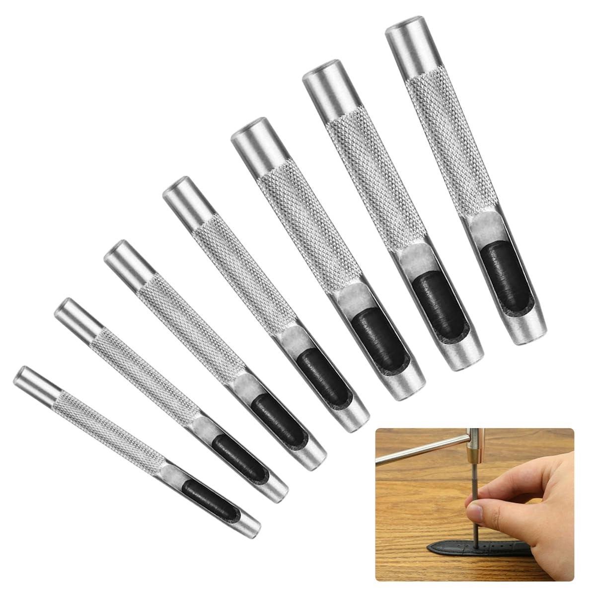 Zeynomax - Gatenpons Set met 7 stuks - Rond Gatenponsen - Roestvrij Staal - Lederen Band Horlogeband Afdichtingsriem - Lederen Pons Gereedschap - Stansset met 5 mm-11 mm Gaten