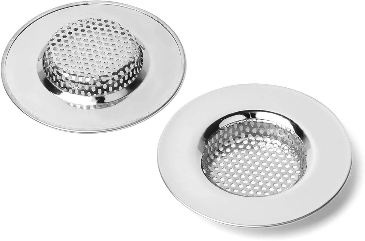 Ibenzoa® Roestvrijstalen afvoerzeef set van 2 voor gootsteen met anti-verstopping ontwerp