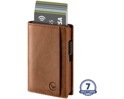 VEXON Slim - Wallet pro - Premium Wallet Slim - Pasjeshouder Bruin - 7 Pasjes + Briefgeld - RFID Creditcardhouder - Pasjeshouder Mannen & Vrouwen - Pasjeshouder Uitschuifbaar - Kaarthouder - Kaarthouder Pasjes - Bruin - Incl. Luxe Cadeaubox
