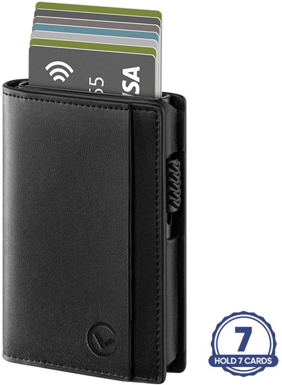 Wallet pro - Premium Wallet Slim - Porte-cartes Marron - 7 cartes + billets - Porte-cartes de crédit RFID - Porte-cartes Homme & Femme - Porte-cartes extensible - Porte-cartes - Porte-cartes Cartes - Marron foncé