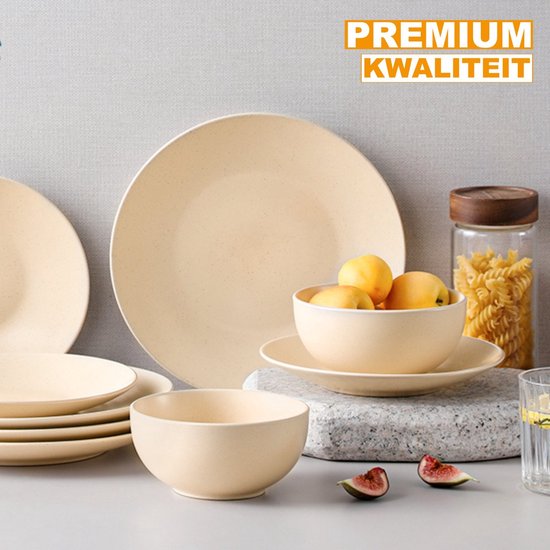 Veweet Serena® tafelservies van porselein, 40-delig, met 8 eierbekers, koffiebekers 350 ml, mueslikommen, dessertborden en platte borden, ontbijtservies voor 8 personen, voor restaurants of gezinnen