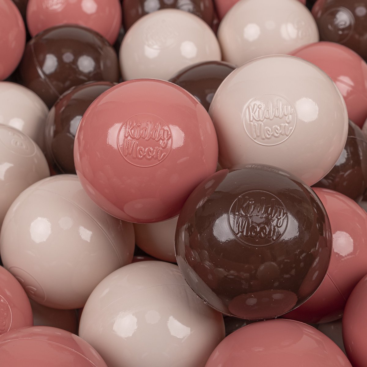KiddyMoon 700 ballen/7cm kinderballen speelballen voor ballenbad baby éénkleurige plastic ballen made in eu, pastel beige/zalm/bruin