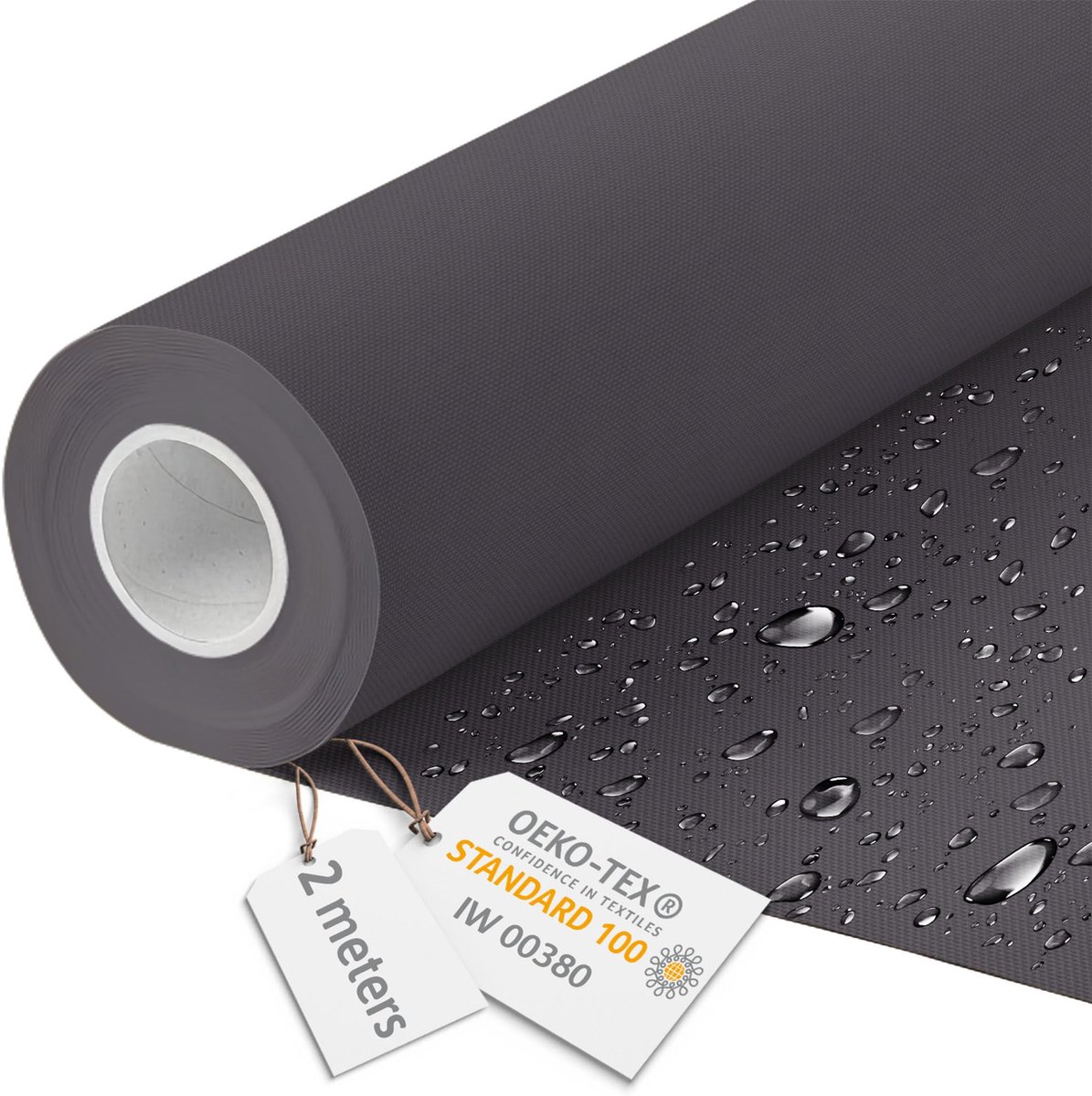 DreamRoots Canvas Waterdicht - Meubelstof per meter 160 cm breed - Waterafstotende stof 220 g/m2 600D - Luifelstof Waterdicht per meter Charcoal 2M