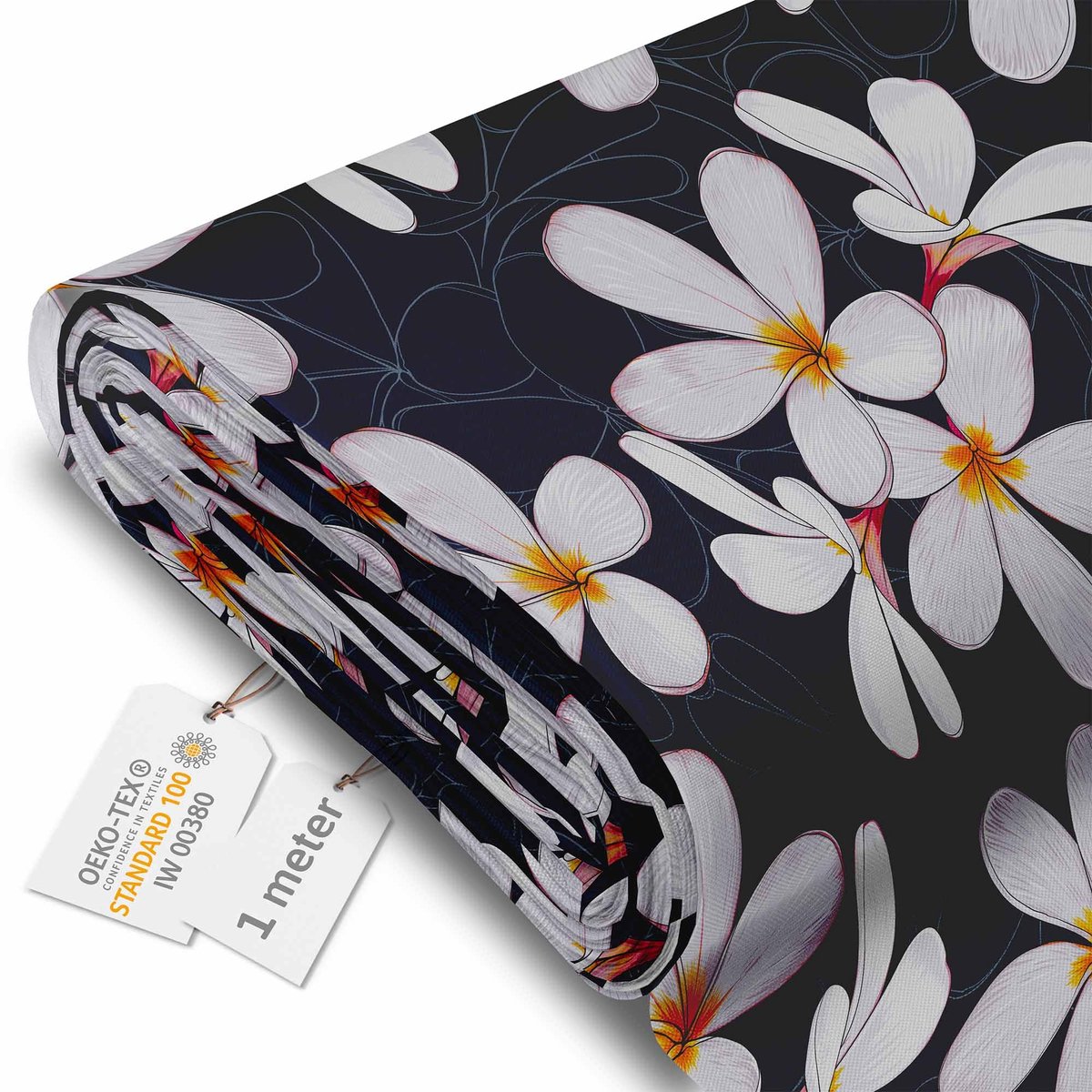 DreamRoots Canvas Waterdicht - Meubelstof per meter 160 cm breed - Waterafstotende stof 220 g/m2 600D - Zonneschermstof Waterdicht per meter Handgetekende Bloemen 1M