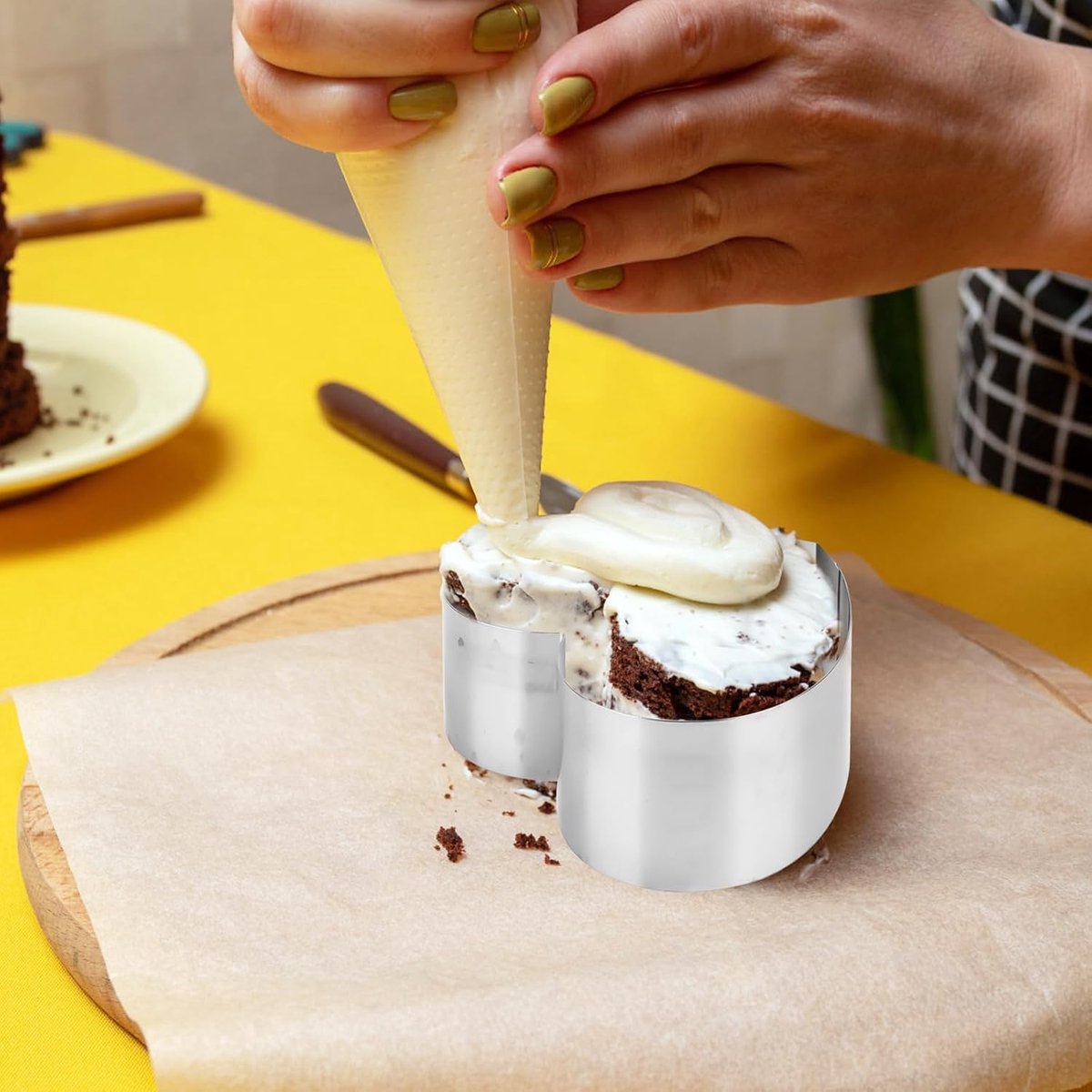 QEEYON Cercle à Pâtisserie Cœur 3 Tailles - Anneaux Moules à Gâteau En Acier Inoxydable Pour Biscuits, Mousse Et Pizza
