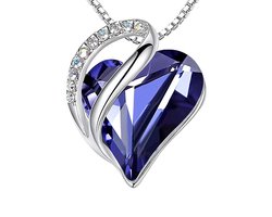QoF Kristal Hart Blauw – Ketting Lengte 45cm