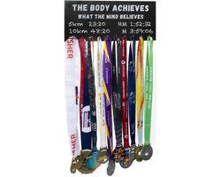Medaillehanger - Medaillehouder - Krijtbord met haken - Medaille ophangen - Medaille Houder - Medaille Rek - Ophanghaken - Hardlopen - Hardloop Cadeau - Inclusief krijt en montage set