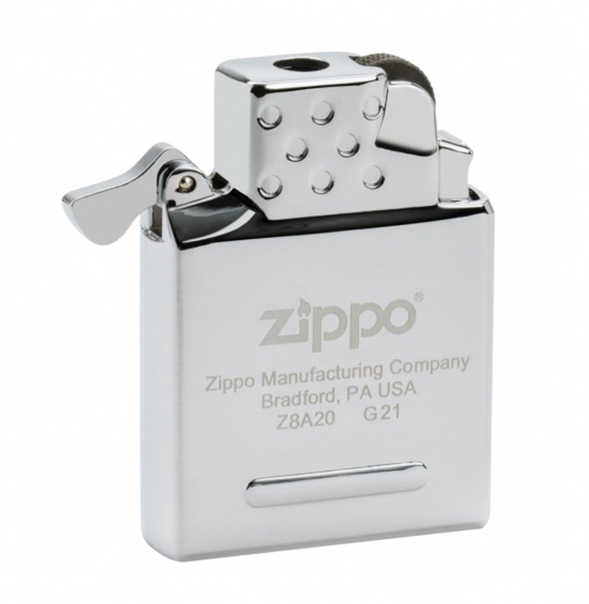 Zippo gasaansteker - Zippo regular chroom brush finish - Aansteker met vuursteen