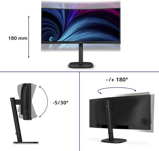 Philips 3000 Series 34B2U3600C/00 Computer Monitor 86,4 Cm  34″  3440 X 1440 Pixels Wide Quad Hd Lcd Zwart 2