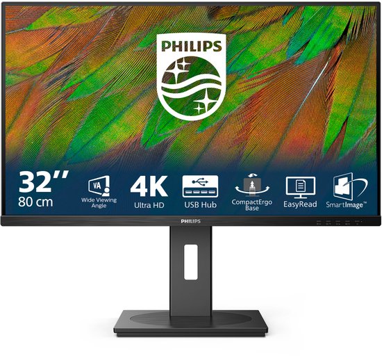 Gaming Monitor 32″ Philips 32B1N3800/00 4K Ultra HD 3840×2160 LED VA Scherm HDMI USB DisplayPort