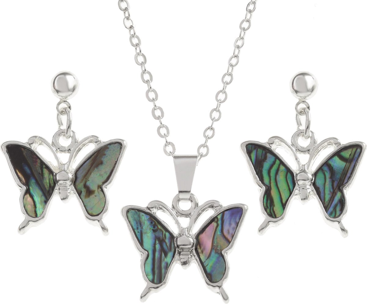 Tide Jewellery Paua Shell - Vlinder Collectie - Vlinder Set Groen