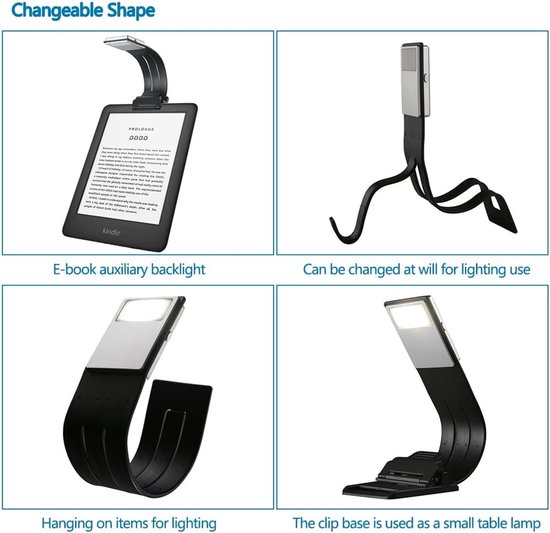 Leeslamp met boekklem, leeslamp met LED-hals, 3 kleuren, verstelbare helderheid, leeslamp voor boeken, opvouwbare leeslamp, flexibele arm voor lezen 's nachts/e-reader van Glocusent — afbeelding 3