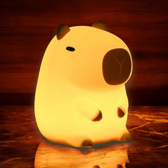 Klikkopers® - Capybara Lamp - Capibara Nachtlampje Kinderen & Baby - Siliconen Lampje Slaapkamer - Touch lamp - Knijplampje