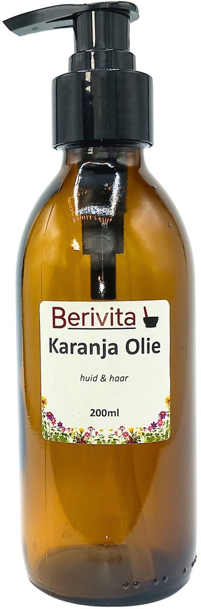 Karanja Olie 200ml Pompfles - Huidolie - Haarolie - Puur & Koudgeperst - Pongamia Oil