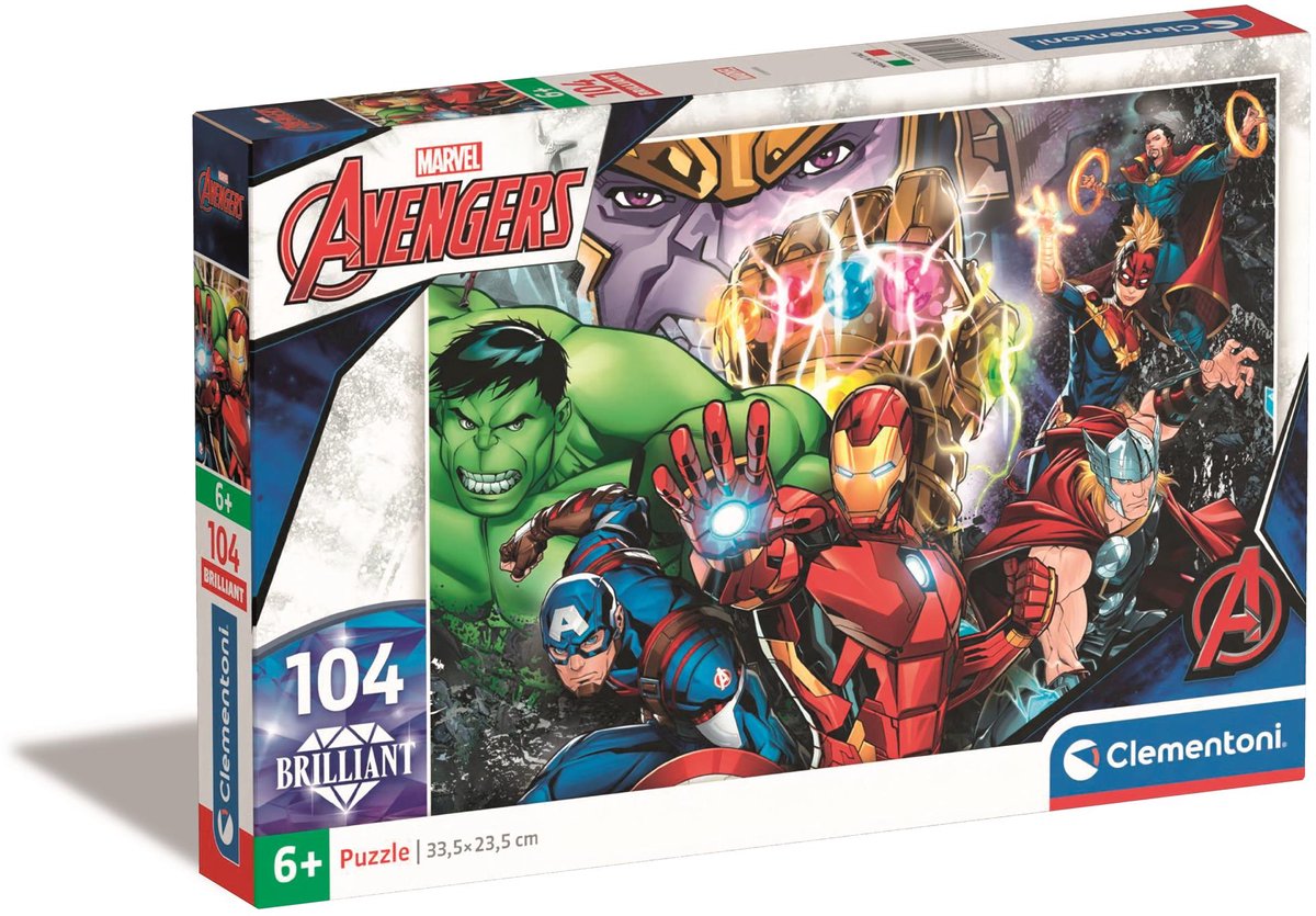 Clementoni Brilliant Puzzel Marvel Superhelden, 104st.
