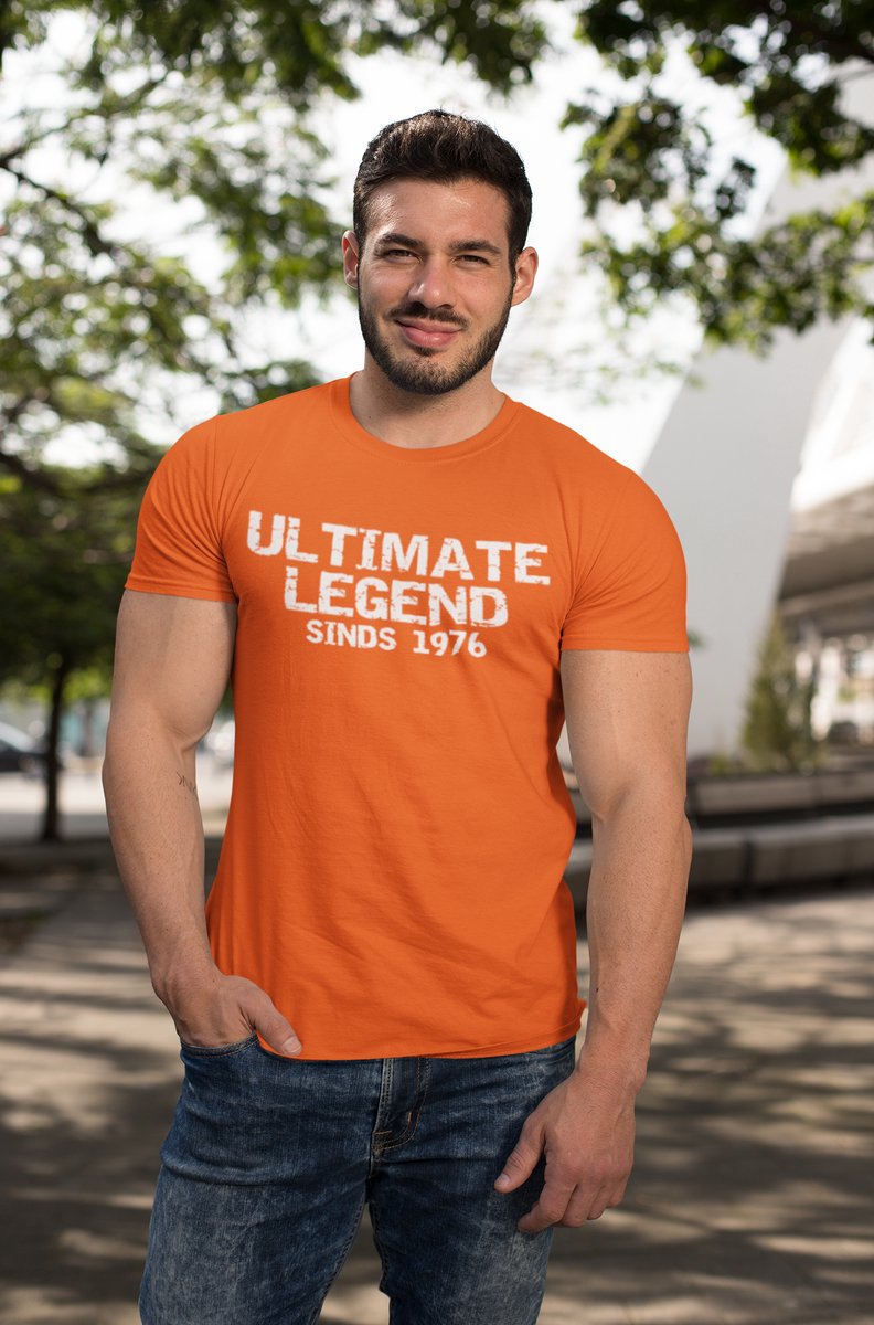 1976 Jaar Oranje T-shirt heren - Maat XXL - Ultimate Legend - Verjaardag Cadeau Mannen - Limited Edition