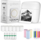 Gatson Mini Printer - 300DPI - Inclusief 14 Rollen Papier (Sticker, Normaal & Kleur) + 5 pennen - Mini Printer voor Mobiel - Pocket Printer - Mobiele Fotoprinter - Schoolspullen - Journaling Producten