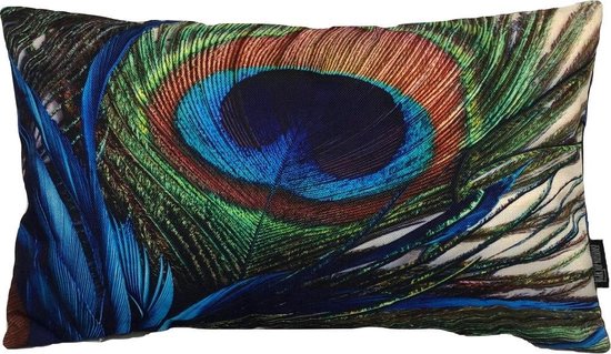 Pauwenveer Peacock / Feather Long #1 Kussenhoes | Katoen / Linnen | 30 x 50 cm