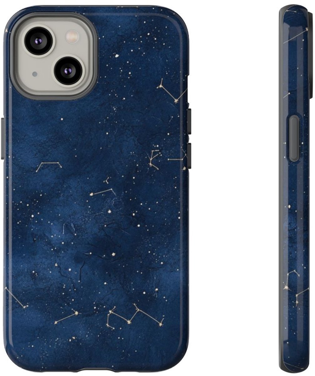 Sterrenbeeldpatroon op Donkerblauwe Achtergrond – Telefoonhoesje Geschikt voor iPhone 14