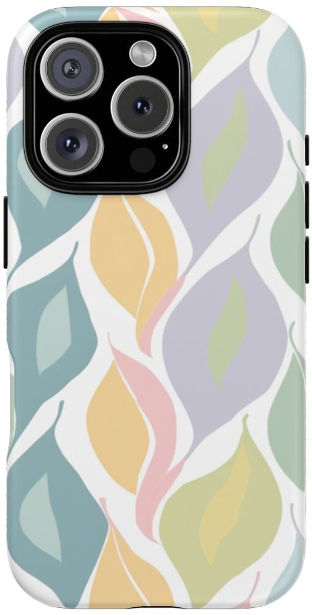 Pastel Bladerenpatroon – Telefoonhoesje Geschikt voor iPhone 16 Pro