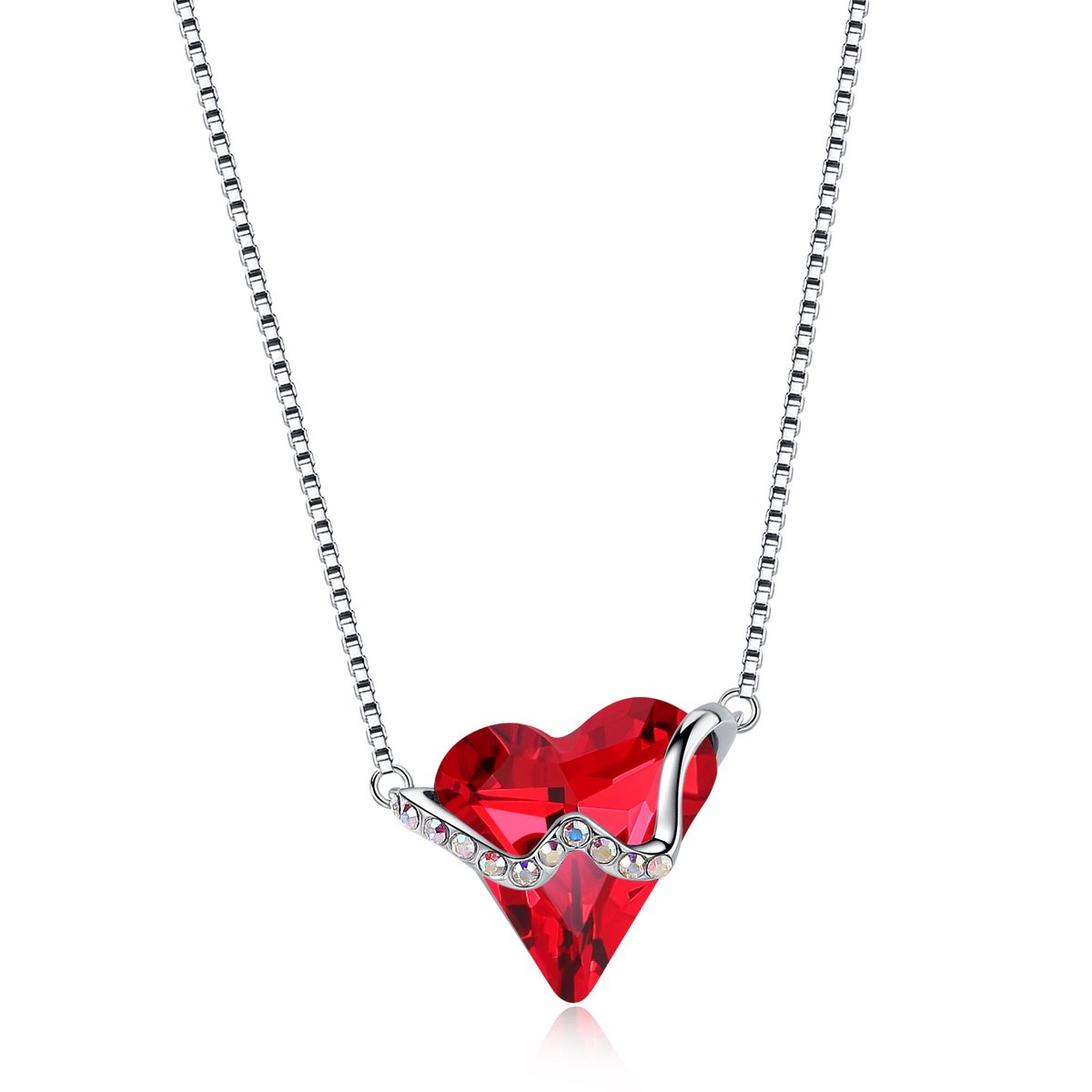 QoF Kristal Hart Rood – Ketting Lengte 45cm
