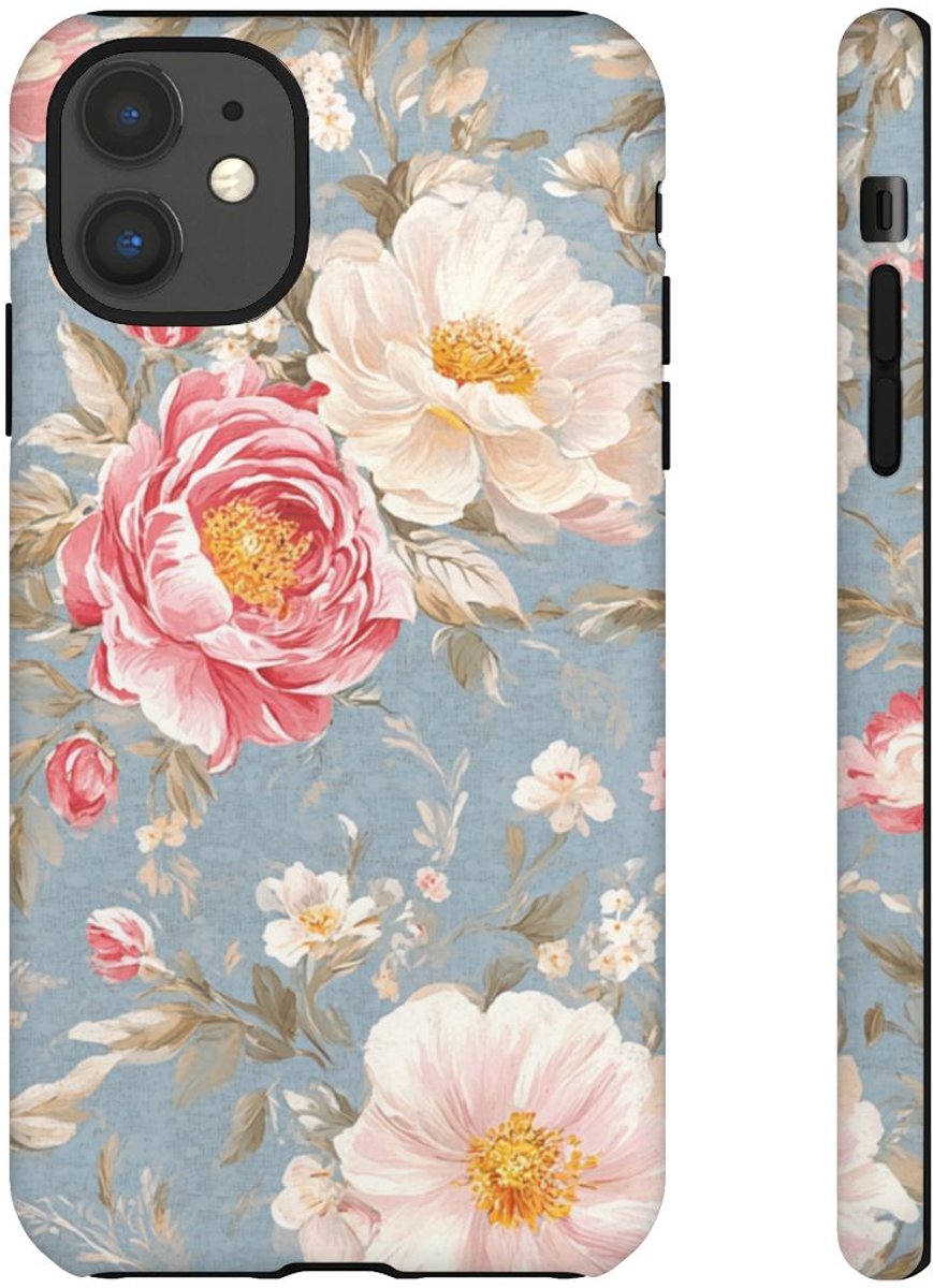Romantisch Roze-Wit Bloemenpatroon – Telefoonhoesje Geschikt voor iPhone 11