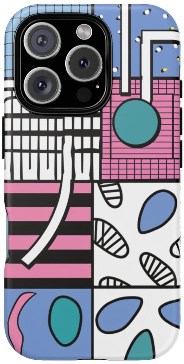 Kleurrijk Geometrisch Abstract Patroon – Telefoonhoesje Geschikt voor iPhone 16 Pro
