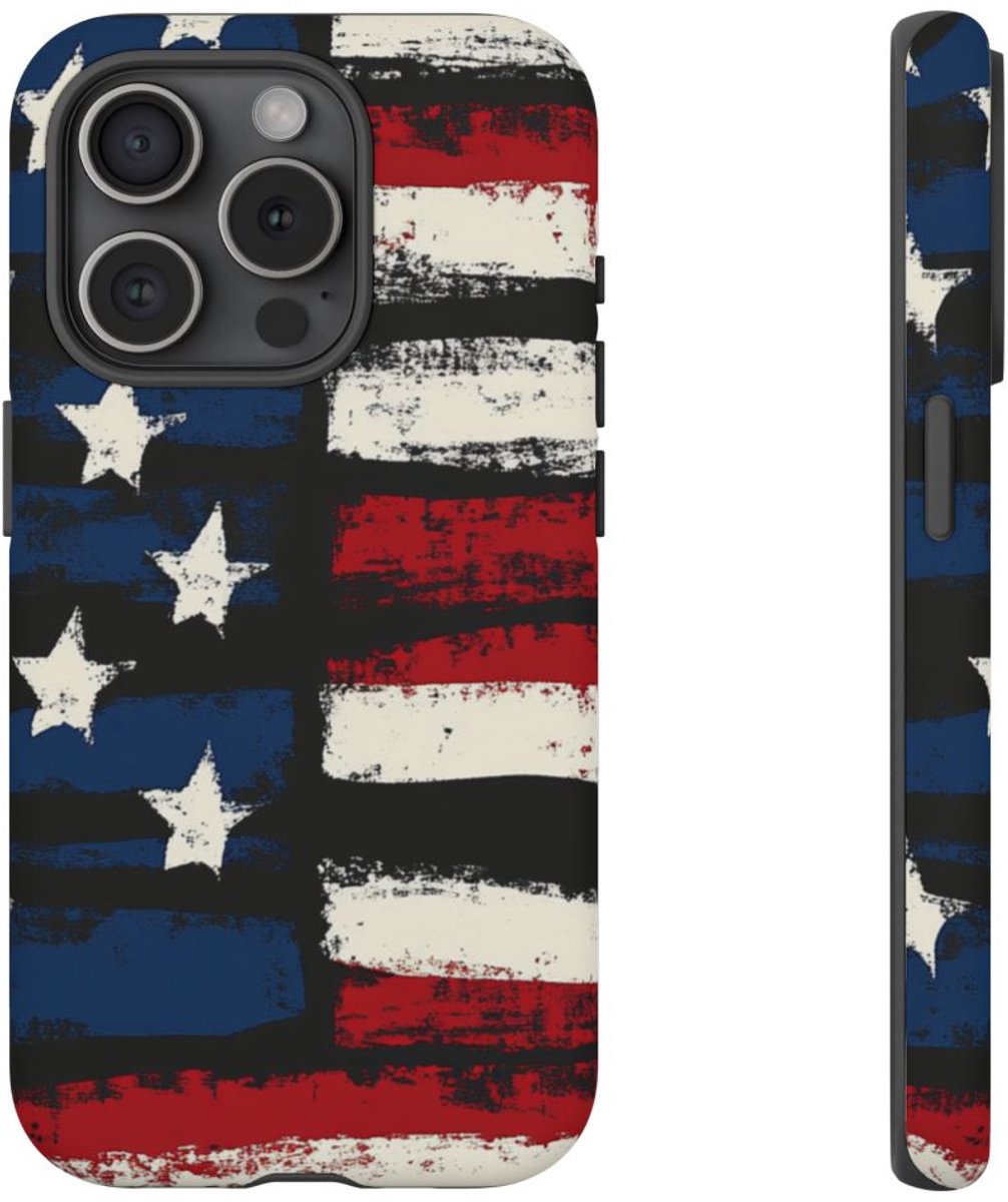 Verweerd Vlagpatroon met Vintage Effect – Telefoonhoesje Geschikt voor iPhone 15 Pro