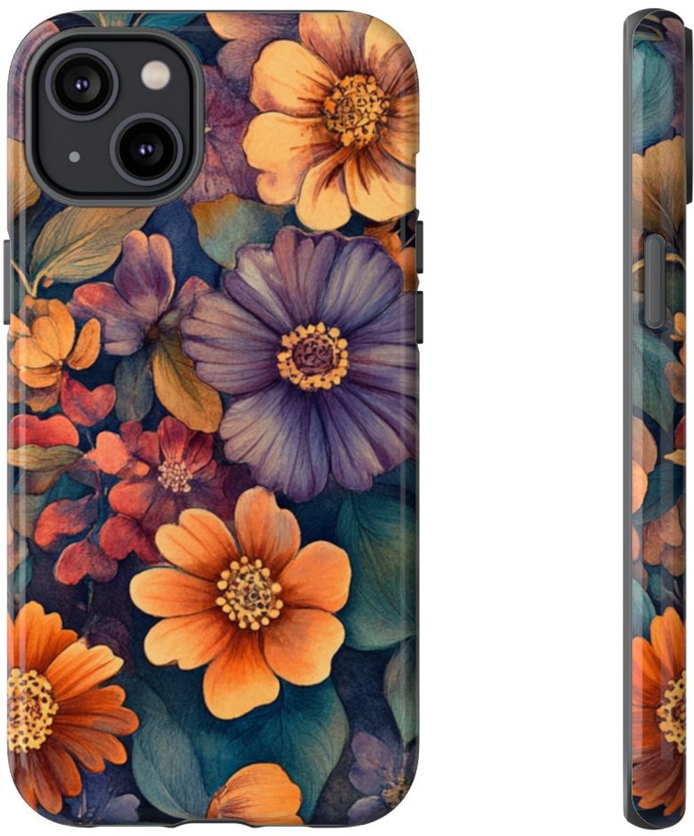 Levendig Aquarel Bloemenpatroon – Telefoonhoesje Geschikt voor iPhone 14 Plus