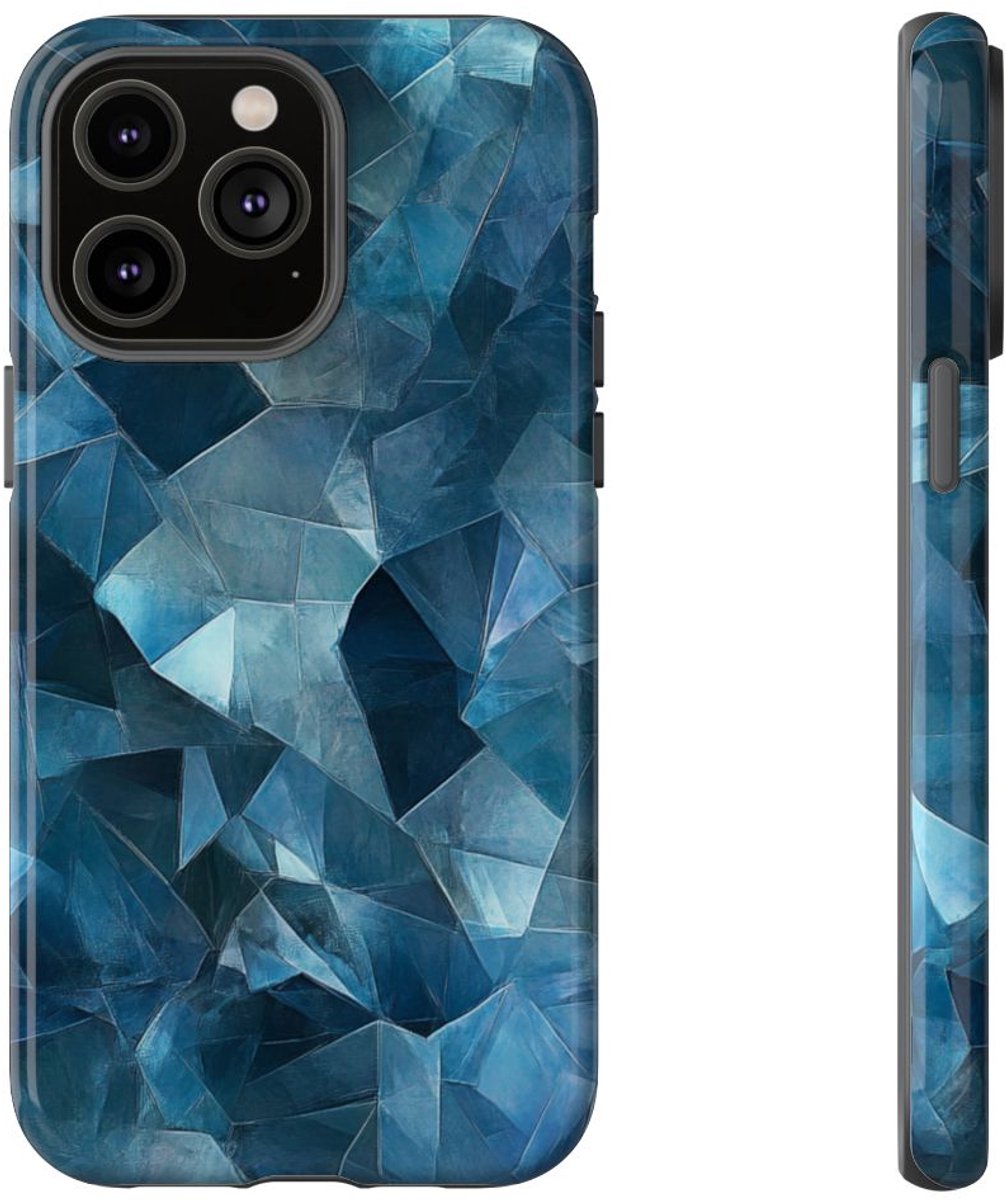 Blauw Gekristalliseerd Abstract Patroon – Telefoonhoesje Geschikt voor iPhone 14 Pro Max