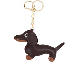 COLOFALLA Teckel Cadeau Sleutelhanger Teckel van leer Teckel decoratie Teckel hanger geluksbrenger Worst cadeaus voor favoriete persoon vrouwen mannen kinderen verjaardag Kerstmis (bruin)