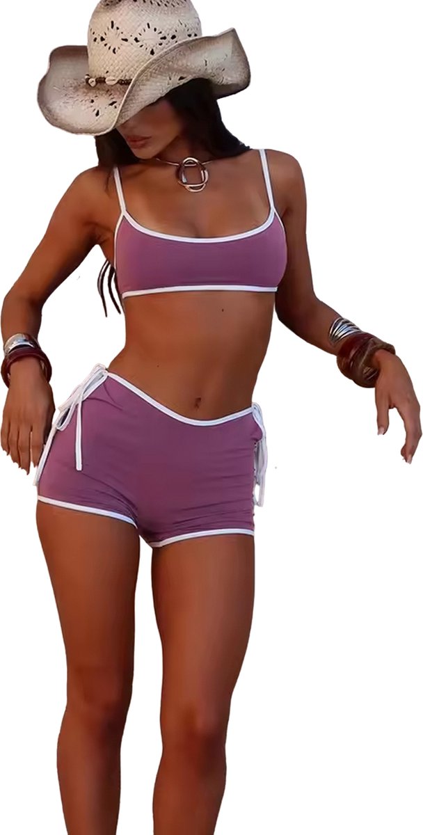 RedParrot Sexy Pyjama Paars - Top en Korte Broek - Huispak - Lingerie - Dames