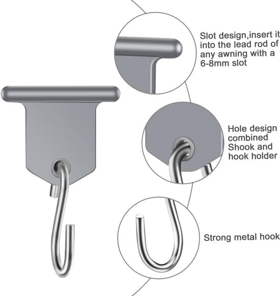 luifelhaken, 16 stuks RV luifel accessoire hangers, camping luifel haak, leidingrail accessoires voor camper, caravan, kerstfeest, kampeertent, binnen- en buitendecoratie — afbeelding 5