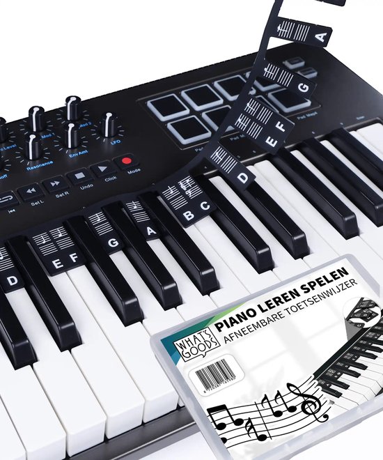 Foto: What s goods afneembare siliconen piano toetsenwijzer piano muzieknoten leren spelen 88 toetsen piano stickers zwart