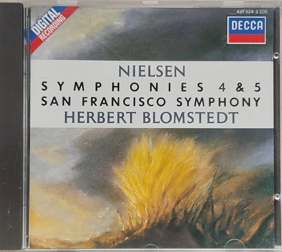 CD-hoes met Digital Recording logo. Tekst: Nielsen Symphonies 4 & 5 San Francisco Symphony Herbert Blomstedt Decca.