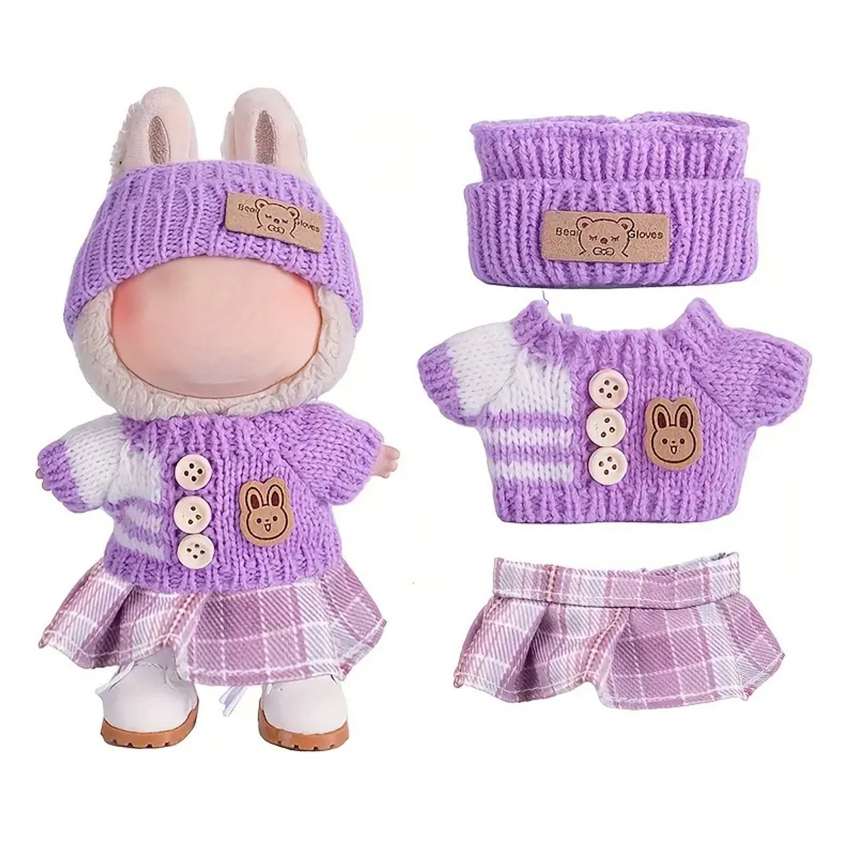 Labubu Outfit – Paarse outfit Kleding Geschikt voor Labubu Pop 17 cm Complete Outfit