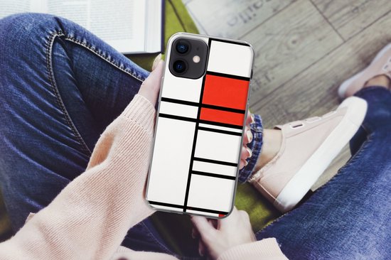 Coque iPhone 12 - Composition avec rouge et blanc - Piet Mondrian - Siliconen Phone Case