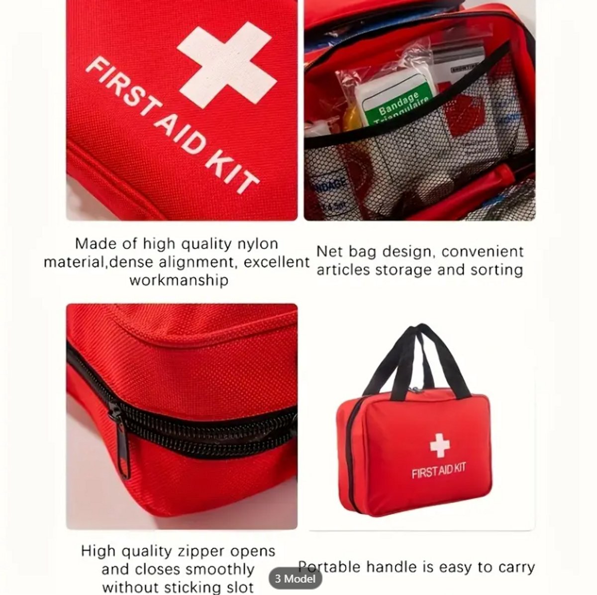 EHBO Kit – Compact & Draagbaar – Waterbestendig en Duurzaam – Voor Thuis, Auto & Outdoor Avonturen - Verbandtas - Verbanddoos - Reizen - 1 x 210-Delig - Noodpakket - 1 gevulde tas - bv. voor in huis of voor in de auto – foto 2