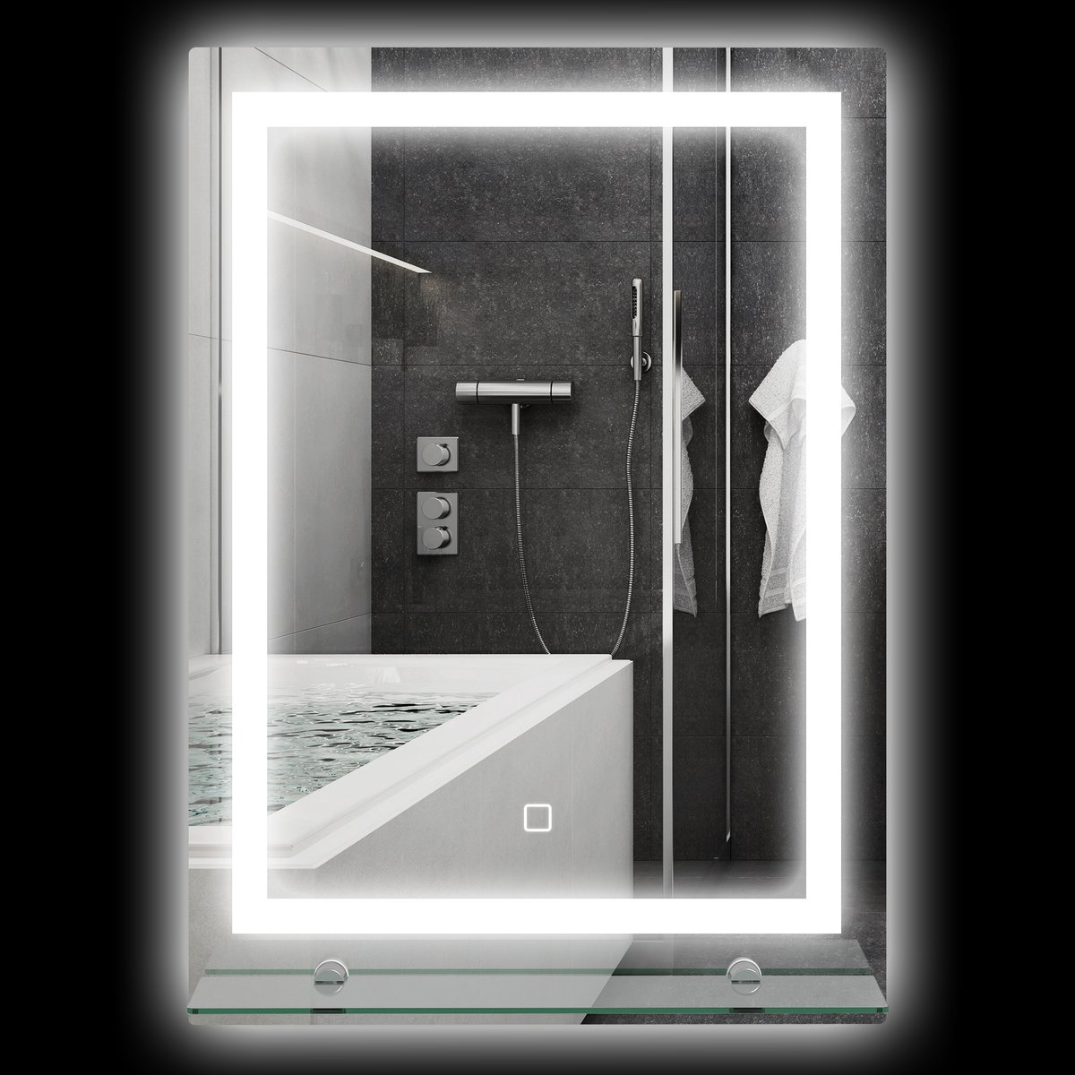 Kleankin badkamerspiegel - aluminium - veiligheidsglas - zilver